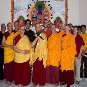 Group photo of Exploring Monastic Life participants and abbey community.