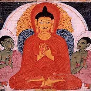 Painting of the Buddha's first discourse.