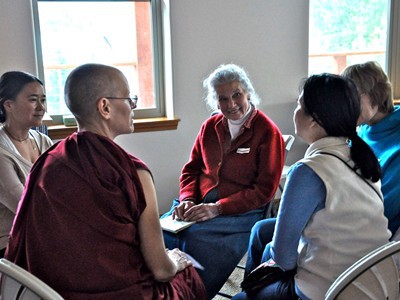 Venerable Tarpa in a group discussion at the Abbey.