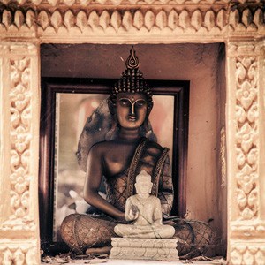 Buddha statate in a shrine.