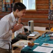 A young Abbey retreatant, bowing to Venerable Chodron.