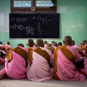 Burmese nuns in class.