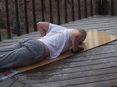Carl at the Abbey doing prostrations.