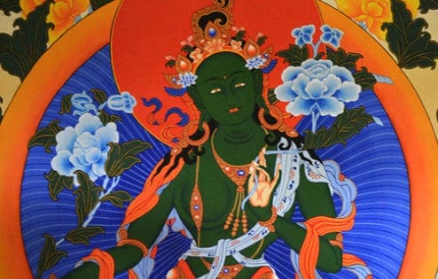 Thangka image of Green Tara.