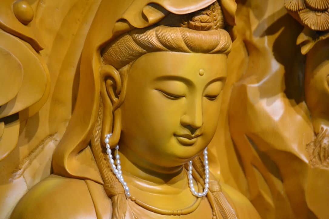 Close up of Kwan Yin's face