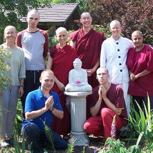 Venerable in the Abbey garden area with participants of EML 2006.