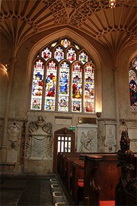 Stained glass in an Anglican church.