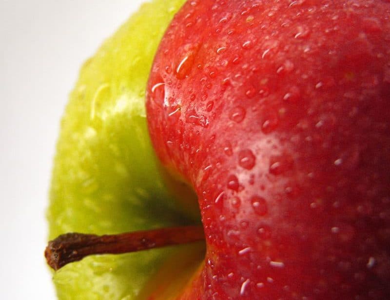 half green half red apple