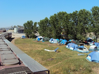 A line of tents at Hopeville.