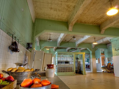 Vegetables on a prison kitchen counter.