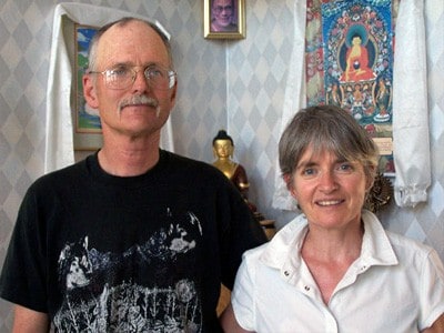 Moss and Mary Grace in front of one of the Abbey altars.