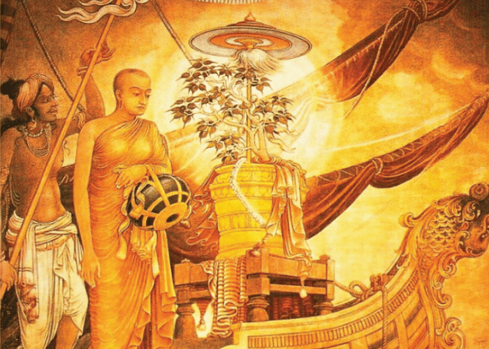 Cropped cover of "The Legality of Bhikkhuni Ordination" showing Bhikkhuni Sanghamitra with Bodhi Trree.