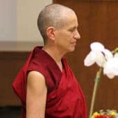 Venerable Chodron meditating.