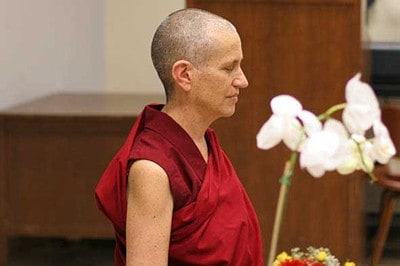 Venerable Chodron meditating.