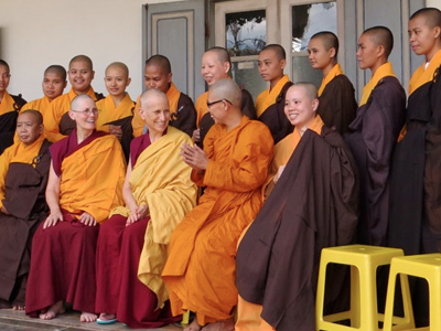 A group of Buddhist nuns from various traditions.