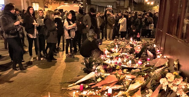 Group of people at candlelight vigil.