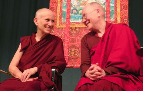 Venerable giving a teaching at Tibetisches Zentrum e.V. in Hamburg.