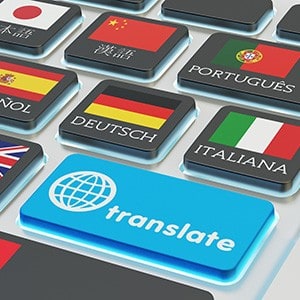 Flags from various countries on computer keyboard keys.