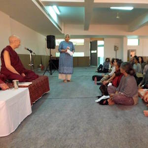 Venerable teaching to Srishti students.