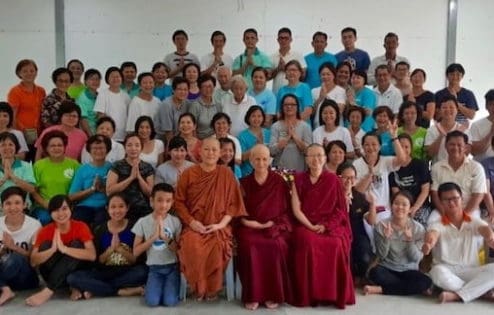 Ven. Chodron and Ven. Damcho and Borneo Tribal Village community.