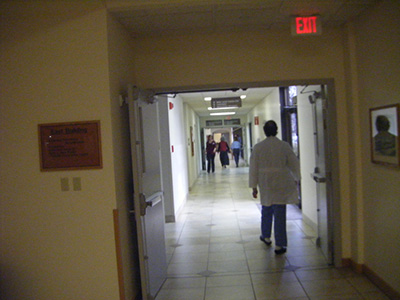 Hallway of a hospital.