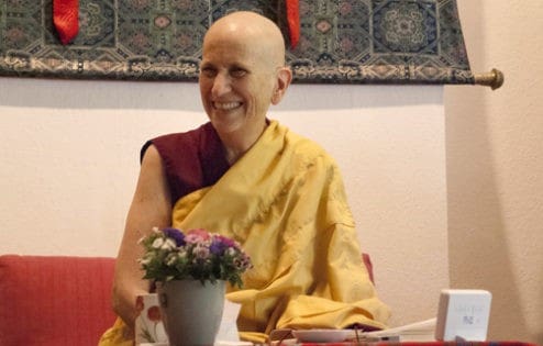 Venerable smiling while teaching.