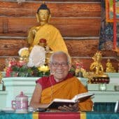 Geshe Yeshe Thabkhe teaches in the Meditation Hall.