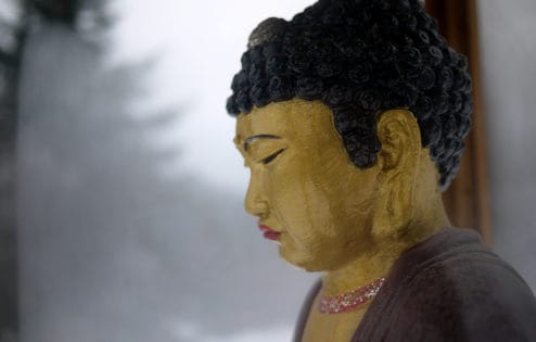 Close up on Buddha statue.