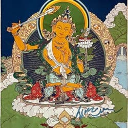 Image of Manjushri bodhisattva from a painted thangka.