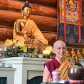 Venerable Thubten Chodron teaches in the Meditation Hall.